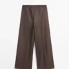 Wool Blend Contrast Drawstring Trousers