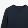 Wool Blend Crew Neck Knit Sweater