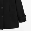 Wool Blend High Neck Coat with Button Fastening