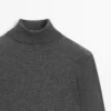 Wool Blend High Neck Knit Sweater