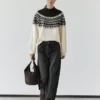 Wool Blend Jacquard Knit Sweater