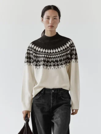 Wool Blend Jacquard Knit Sweater