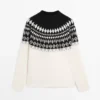 Wool Blend Jacquard Knit Sweater