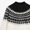 Wool Blend Jacquard Knit Sweater
