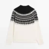 Wool Blend Jacquard Knit Sweater
