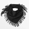 Wool Blend Knit Cape with Fringing