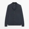 Wool Blend Knit Cardigan with Lapel Collar