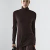 Wool Blend Knit Dress with Contrast Detail