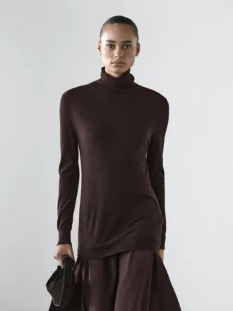 Wool Blend Knit Dress with Contrast Detail
