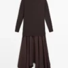 Wool Blend Knit Dress with Contrast Detail