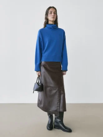 Wool Blend Knit Sweater with High Neck