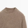 Wool Blend Knit Sweater with Mock Turtleneck