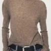 Wool Blend Knit Sweater with Mock Turtleneck