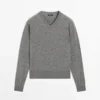 Wool Blend Knit V-Neck Sweater