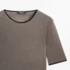 Wool Blend T-Shirt with Contrast Detail