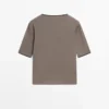 Wool Blend T-Shirt with Contrast Detail
