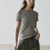 Wool Blend T-Shirt with Lace Detail