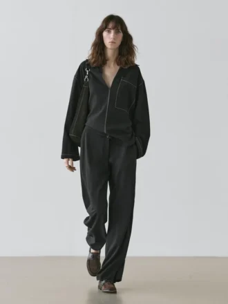 Wool Blend Trousers with Seam Detail