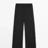 Wool Blend Trousers with Seam Detail
