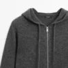 Wool Blend Zip-Up Cardigan with Hood