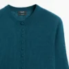 Wool Knit Cardigan with Covered Buttons